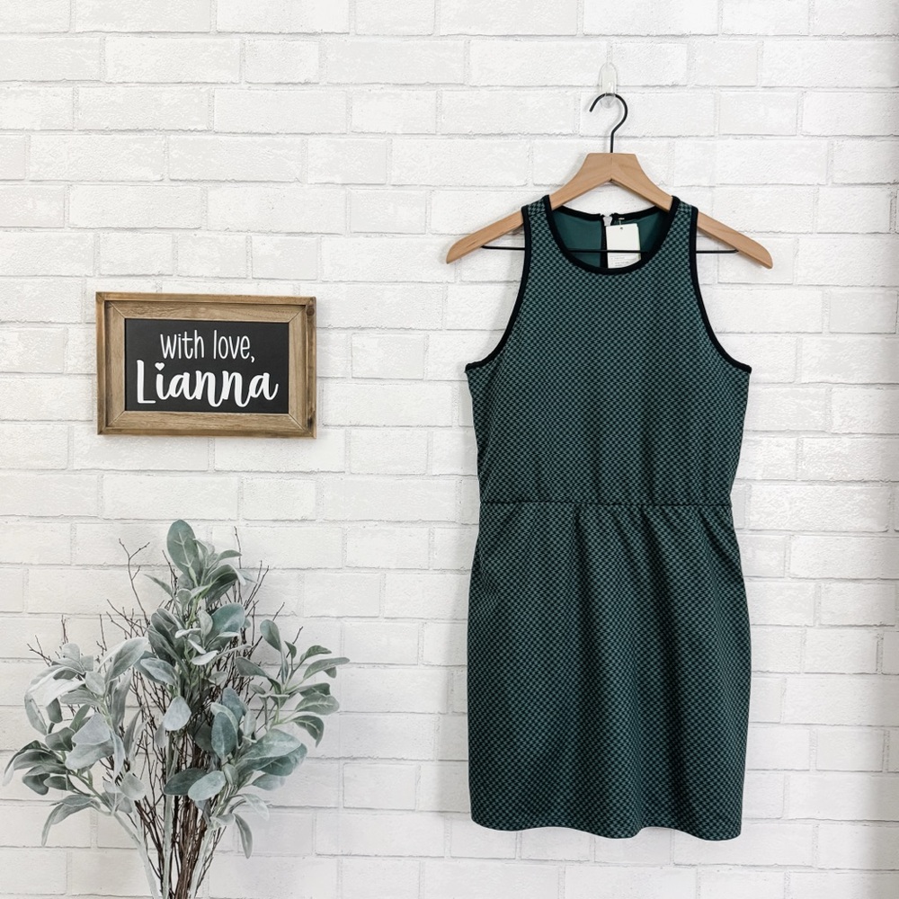 ALL IN MOTION Green Houndstooth Sleeveless Athletic Dress + Shorts w/ Pockets
